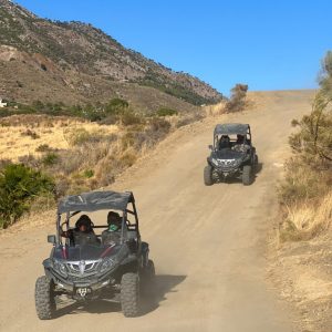 Cf Moto buggies driving down the hill